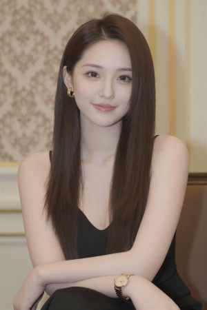 黒ドレスの笑顔ポートレート素材