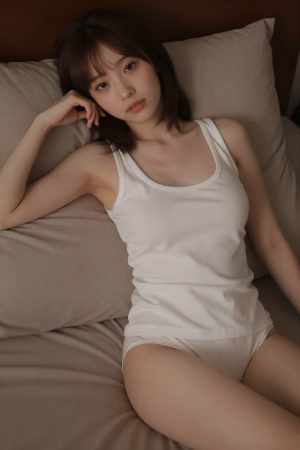 巨乳白タンクトップを着こなす美女
