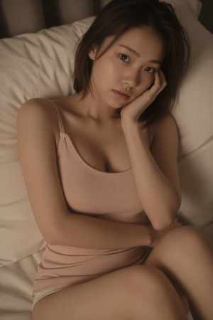 巨乳タンクトップ姿の美しい女性