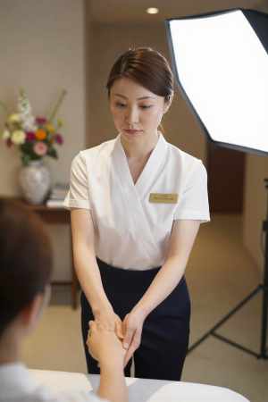 スパで撮影された女性のポートレート