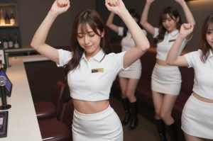 ガールズバー・コンカフェでのシャツ姿の女性
