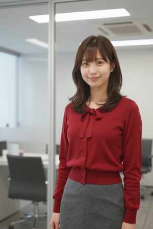 オフィスの笑顔な女性ポートレート