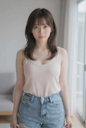 ドレス姿で部屋にくつろぐ美女