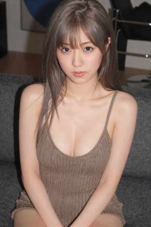 ソファのリラックスな女性ポートレート