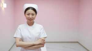 清潔感のある白衣を着た看護師のポートレート
