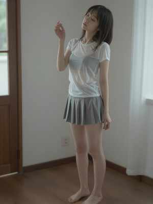 部屋でポーズをとる清楚な雰囲気の女性のポートレート