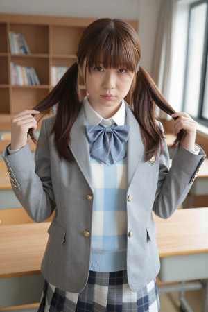 青制服姿の魅力的な女性