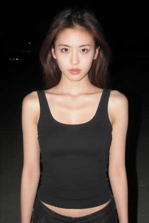 黒のタンクトップを着た女性のポートレート