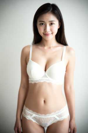 白レースの笑顔ポートレート素材