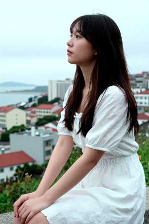 白ブラウスを着こなす美女