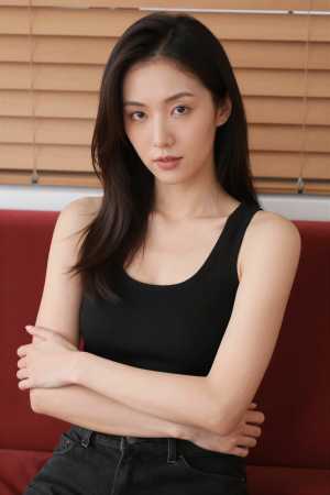 ソファで撮影された女性のポートレート