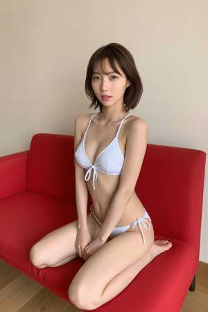 ソファで撮影された女性のポートレート