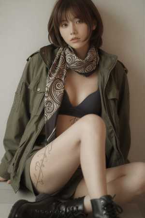 巨乳黒レースの美しいポートレート素材