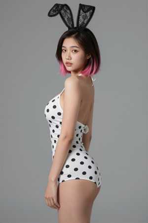 巨乳ピンクレース姿の魅力的な女性