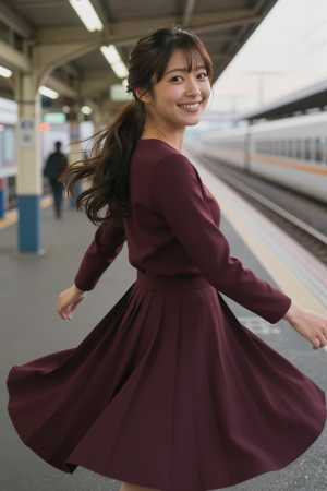 ホームの美しい女性