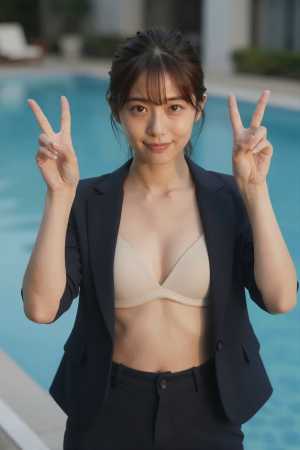 プールで撮影された女性のポートレート