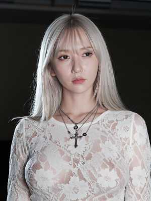 白レースの美しいポートレート素材