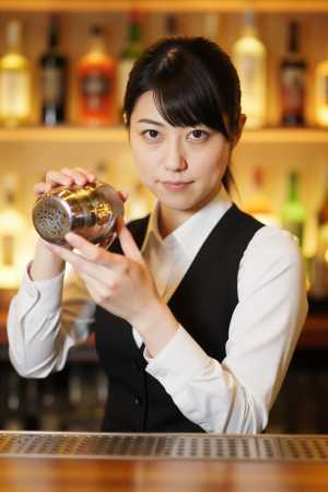 爆乳バーで撮影された女性のポートレート