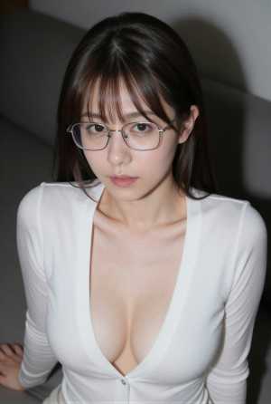 黒ブラウスを着こなす美女