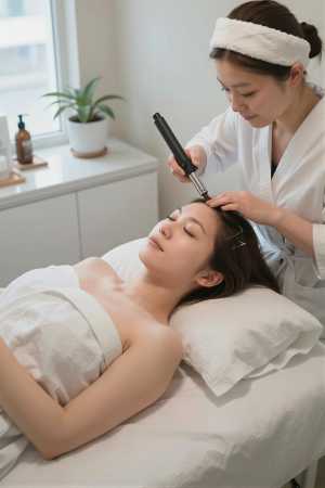 バスルームの笑顔な女性ポートレート