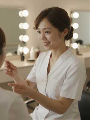 エステサロンで新メニューを説明