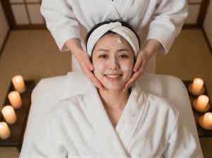 スパでシートマスクをする女性