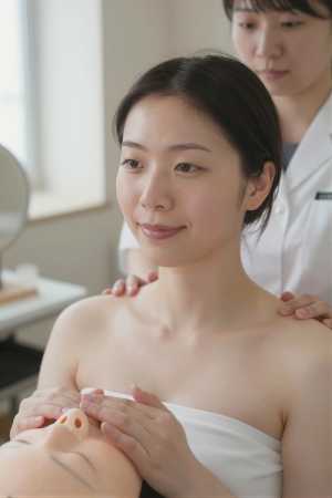 エステティシャンが施術をデモンストレーション