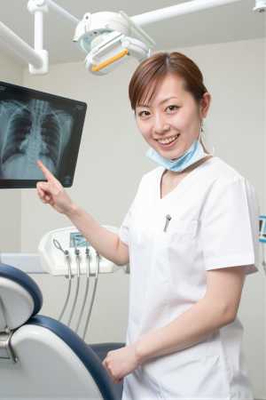 歯科医が説明する診察室