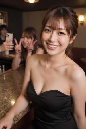 黒のドレスを着た女性のポートレート