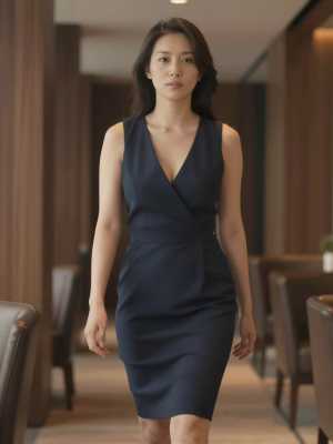 ラウンジでエレガントに接客する女性