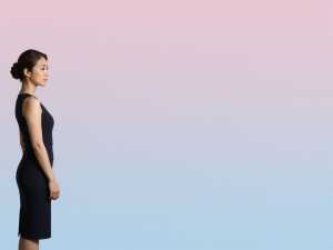 求人バナー素材: スパークル背景のエレガント女性