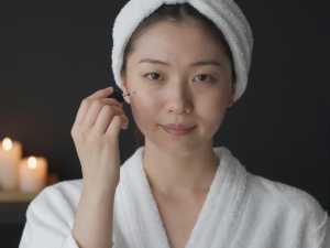 スパで美容液を塗るリラックスタイム