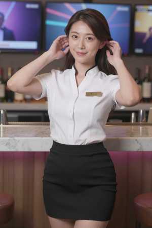 モダンバーの制服美人