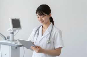 診察室で患者を診る医師