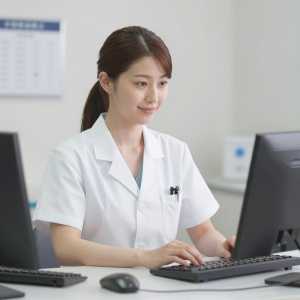 パソコンで作業する医師