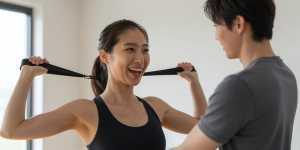 リハビリテーションを行う男性の顔