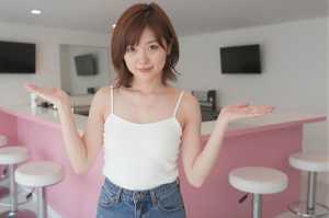 ガールズバーでカクテルを作る嬢