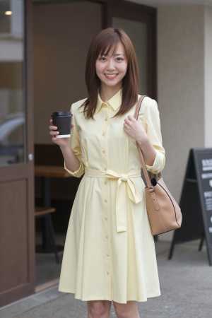 カフェで撮影された女性のポートレート