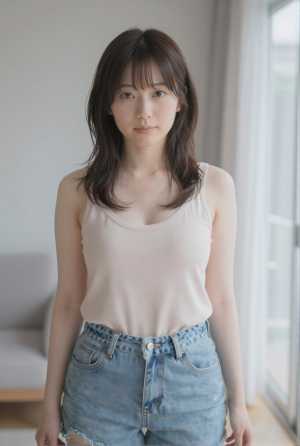 ドレス姿で部屋にくつろぐ美女