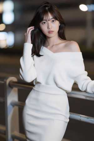 黒セーターを着こなす美女