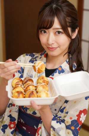 浴衣美人とのたこ焼きタイム