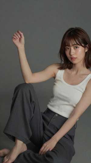 スタイリッシュな若手女優のポートレート写真