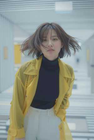 黄色いジャケットを羽織る若き女性のポートレート