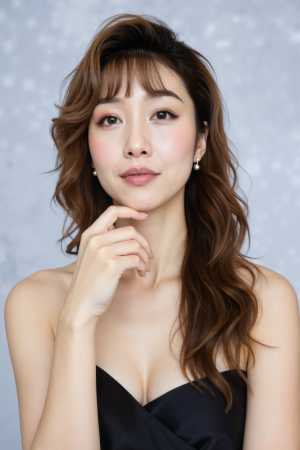 思慮深い表情を持つ若い女性の写実的なポートレート。