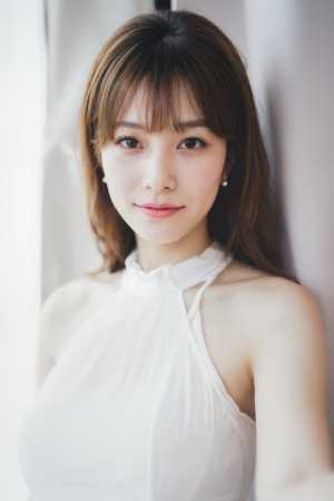 白いノースリーブのトップスを着た、中性的な表情の若い女性のポートレートをポートレート...。