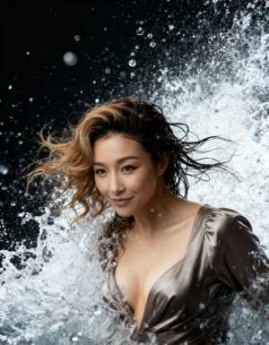 ポートレートカメラのアングルから撮影された、写真のようにリアルな女性のポートレート。