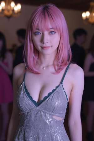 ピンクのドレスを着た女性のポートレート