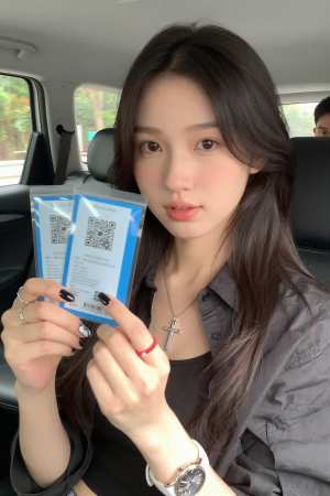 青シャツの美しいポートレート素材