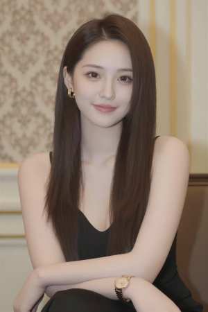 黒ドレスの笑顔ポートレート素材