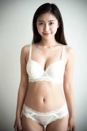 白レースの笑顔ポートレート素材